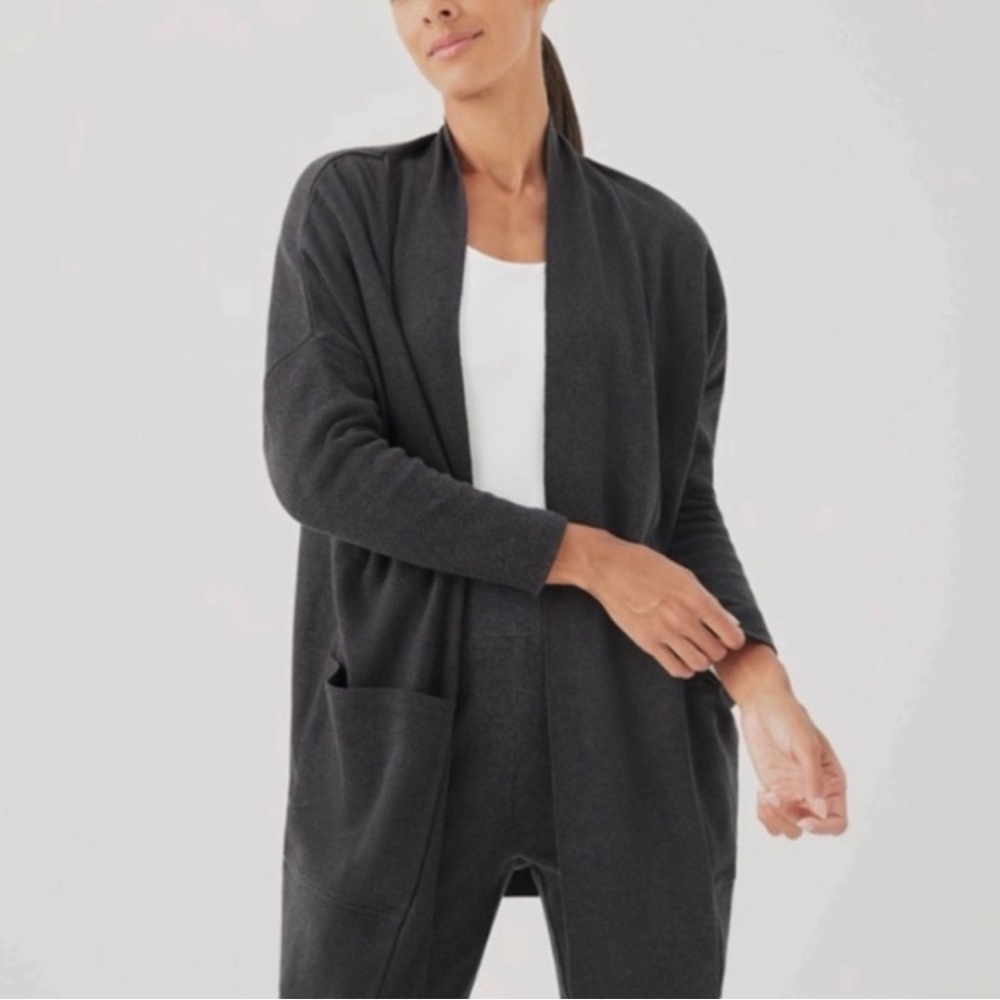 Pact Organic Airplane Wrap Cardigan Charcoal Gray L/XL